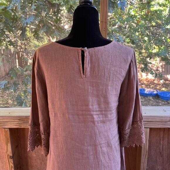 Stella Rosa Women's 100% Linen Brown Shift Dress Size S - Picture 5 of 9
